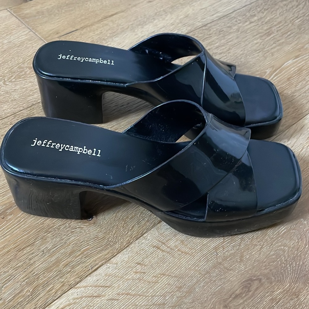 Brand New never been worn Jeffrey Campbell Bright Pink black slides Size 9